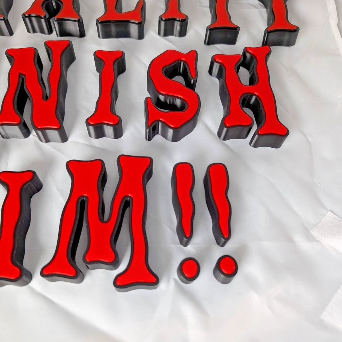 3D Printed Fatality Finish Him Sign Red Black Gamer Room Arcade Wall Decor