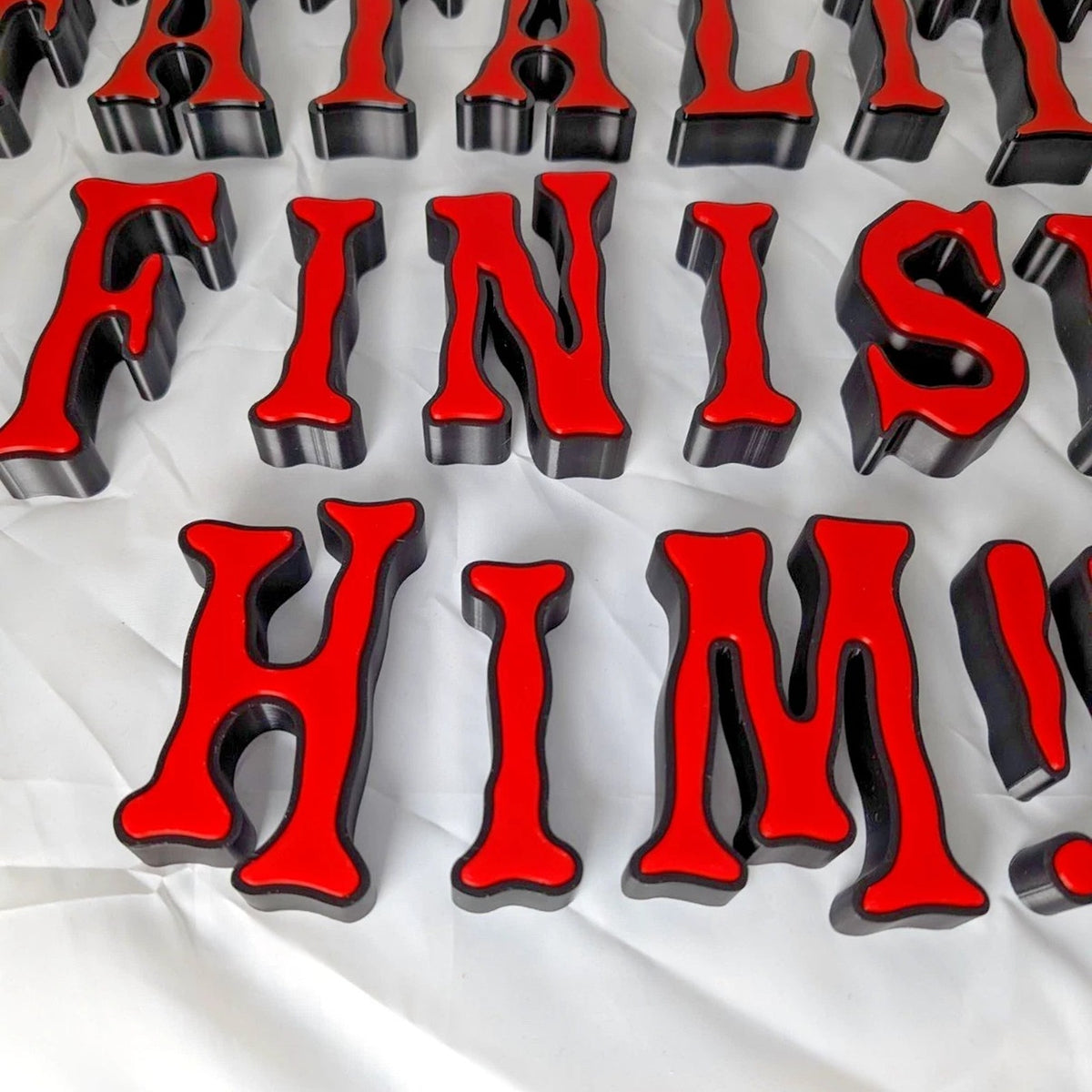3D Printed Fatality Finish Him Sign Red Black Gamer Room Arcade Wall Decor