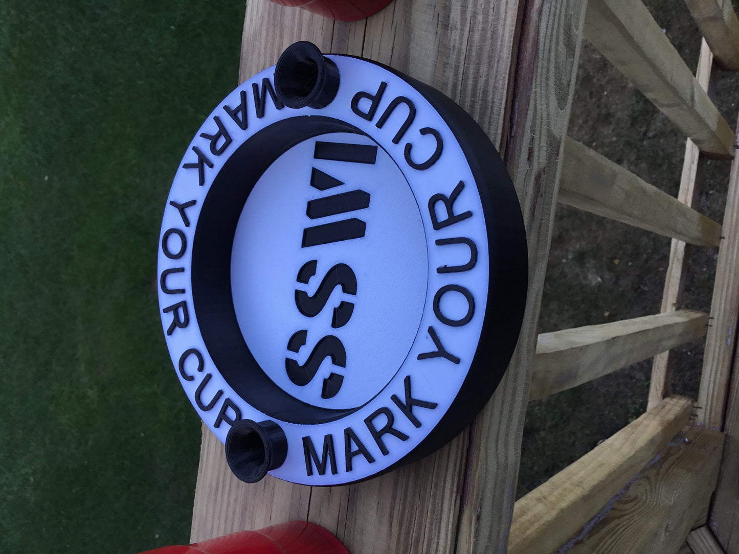 Mark Your Cup & Drink Up Solo Cup Holder with Marker slots FlipCup Red Drink Cup