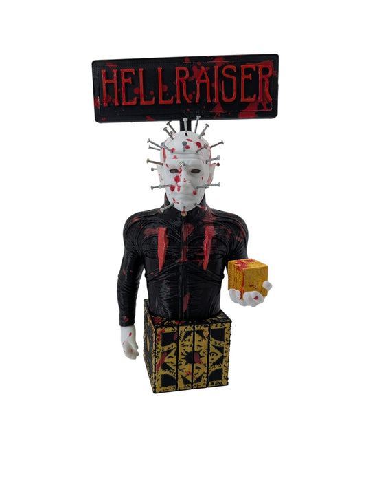 Hellraiser Pinhead Display 8”H Blood Splatter & Real Metal Nails Horror Art