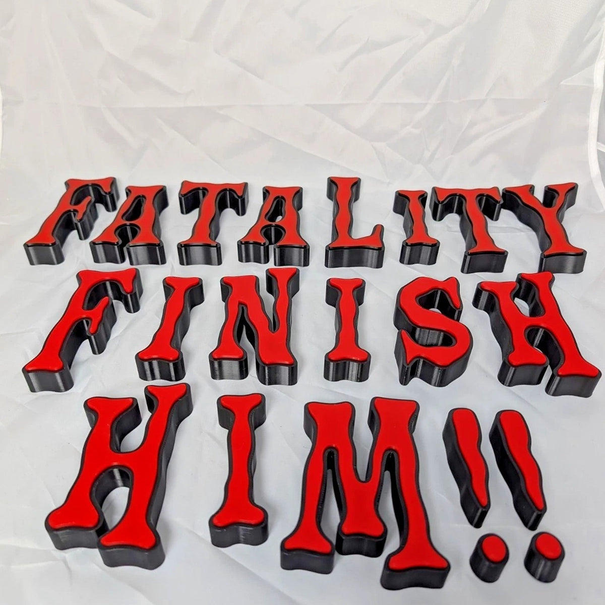 3D Printed Fatality Finish Him Sign Red Black Gamer Room Arcade Wall Decor