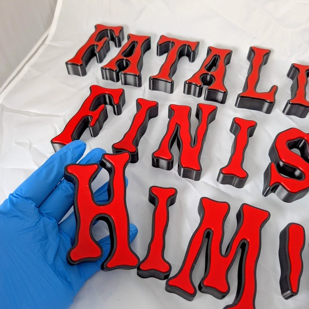 3D Printed Fatality Finish Him Sign Red Black Gamer Room Arcade Wall Decor
