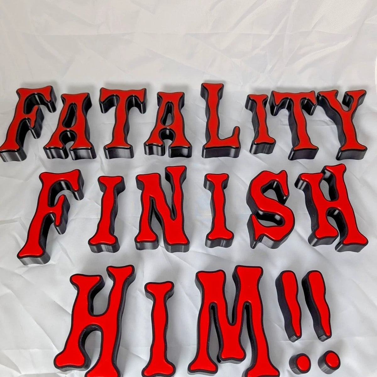 3D Printed Fatality Finish Him Sign Red Black Gamer Room Arcade Wall Decor