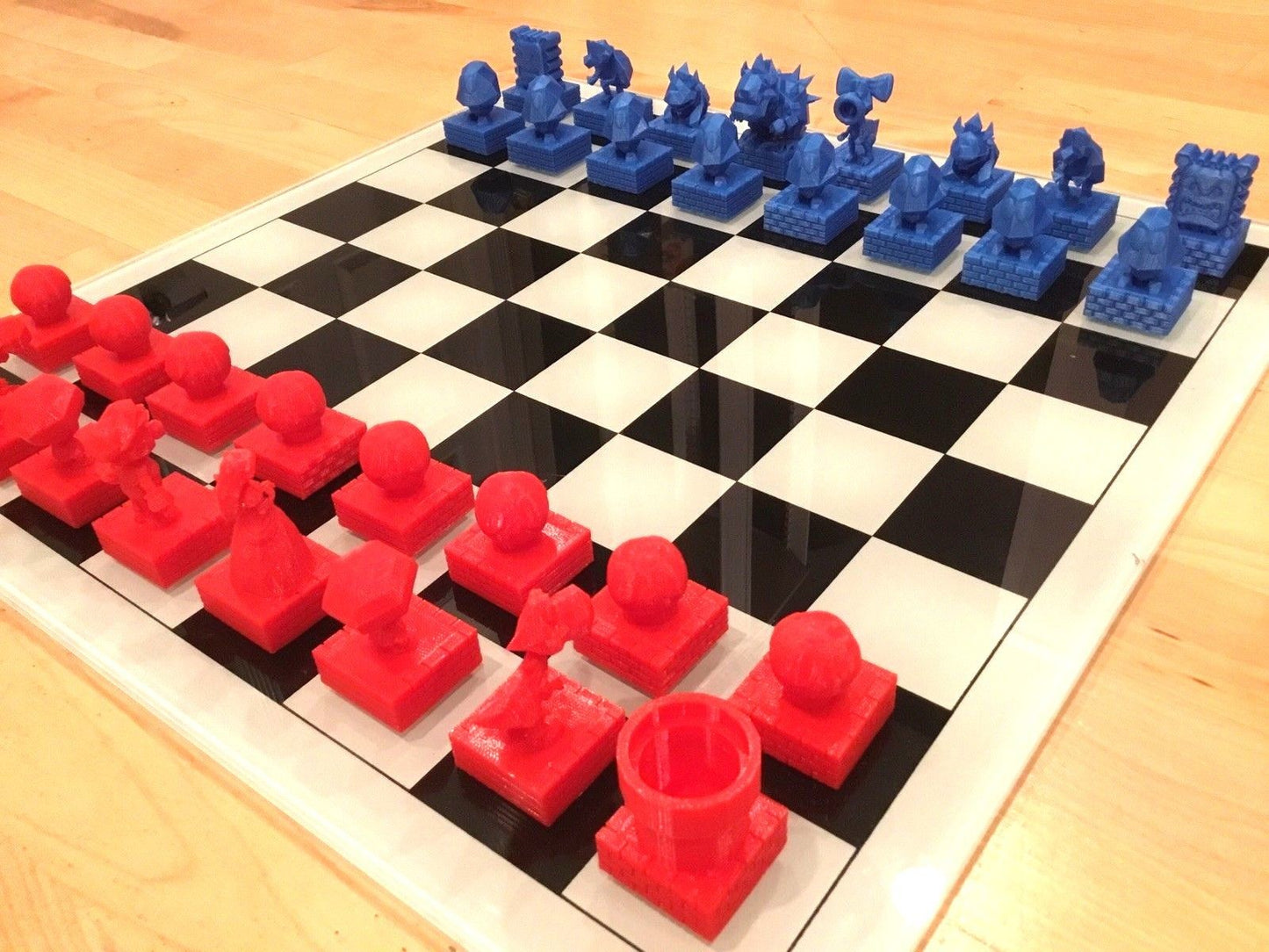 Large Custom Super Mario 64 Chess - Mario Peach Bowser Yoshi Goomba Birdo Toad