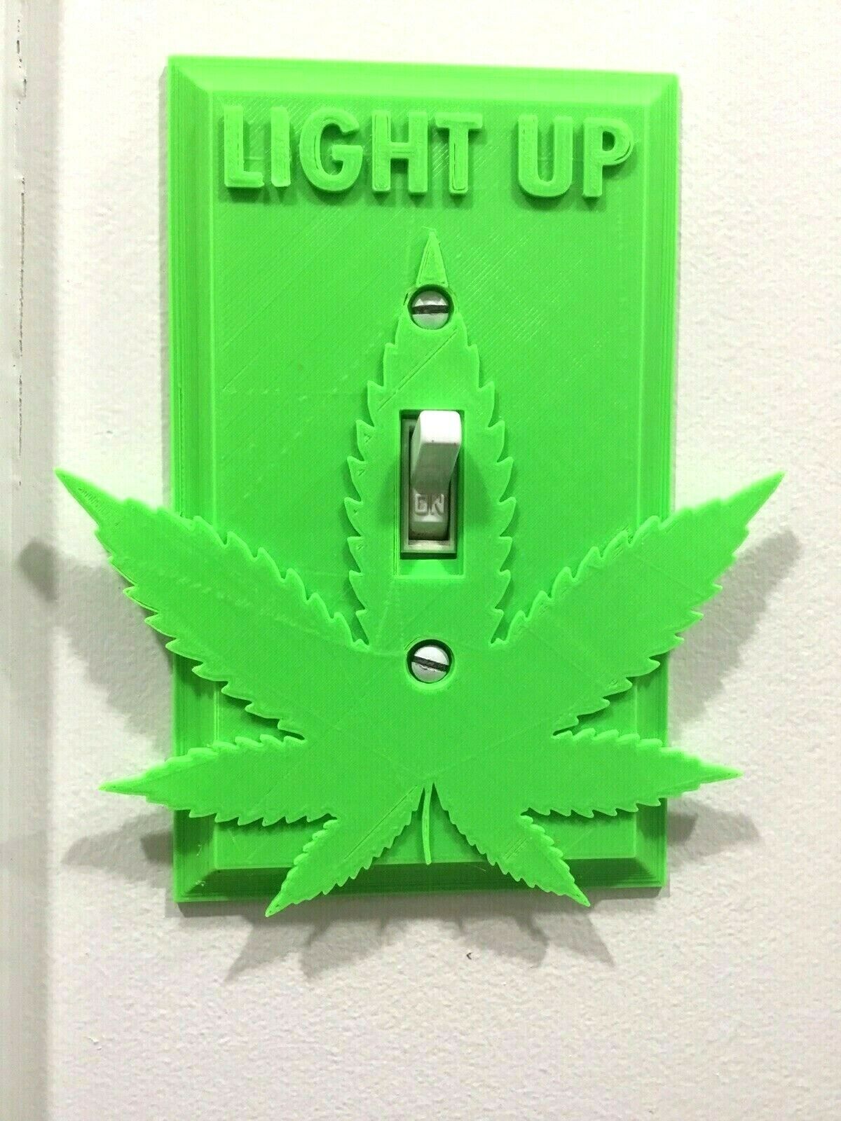 Marijuana Weed Pot Light-Up Light Switch Outlet Cover Plate Face - 420 Cannabis
