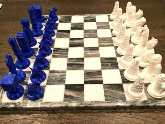 Doctor Who (FAN ART) Chess Set Tardis, Cyberman, Dalek, Weeping Angels, Dr Who