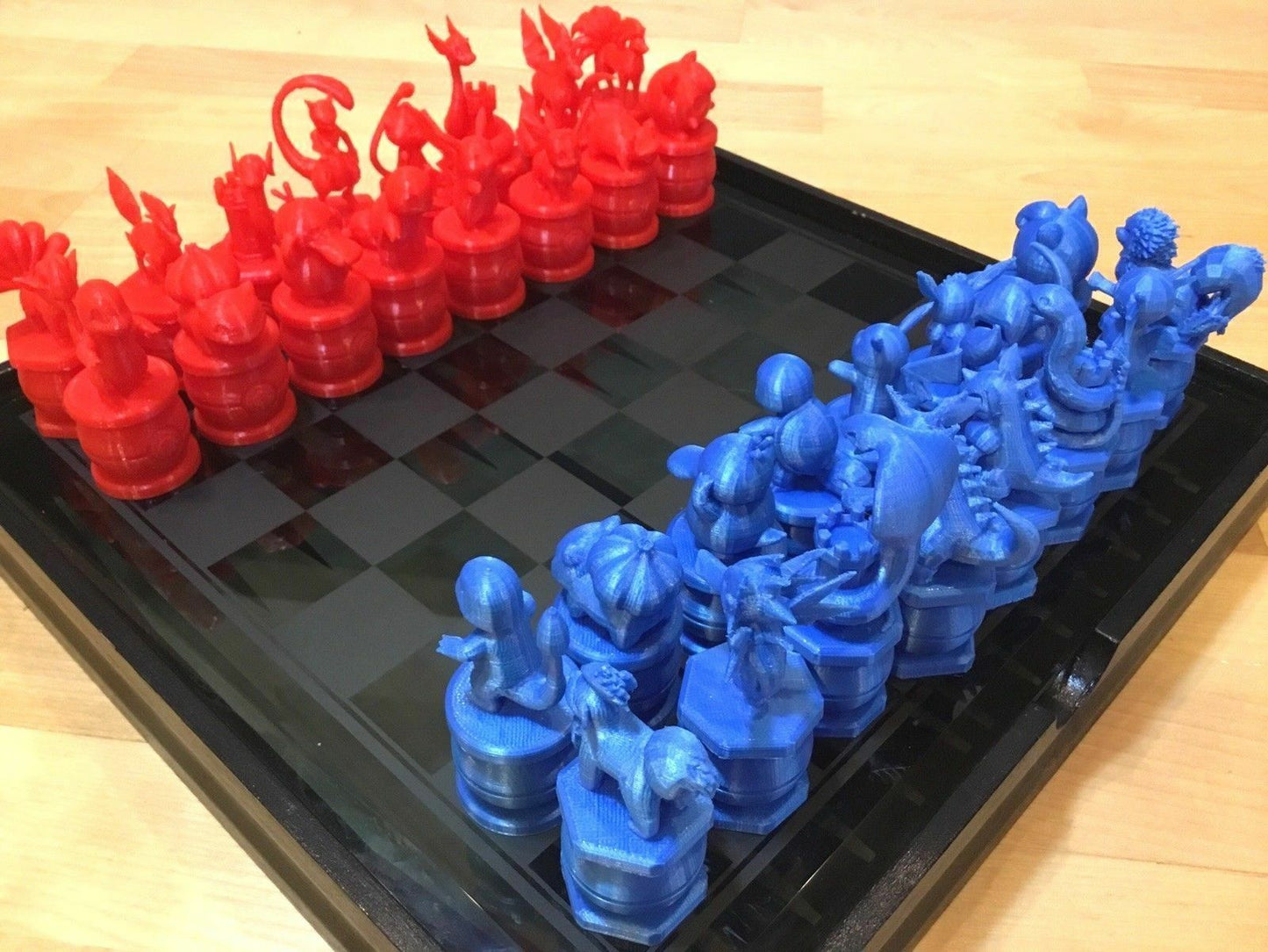 Pokemon Chess Set Squirtle, Pikachu, Mew, Charmander, Pokeball, Bulbasaur Ver 2.