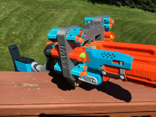 Nerf Compatible 6 Shell MOD Attachment for Zombie Strike Sledge Fire SledgeFire