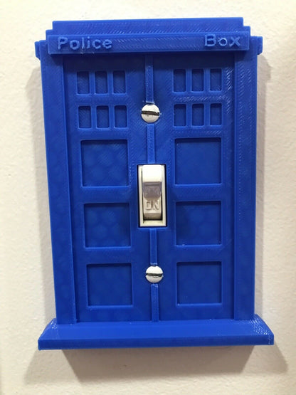 Doctor Who Tardis Light Switch Police Box Phone Booth Cover Plate Face - Blue