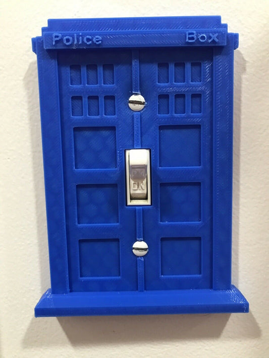 Doctor Who Tardis Light Switch Police Box Phone Booth Cover Plate Face - Blue