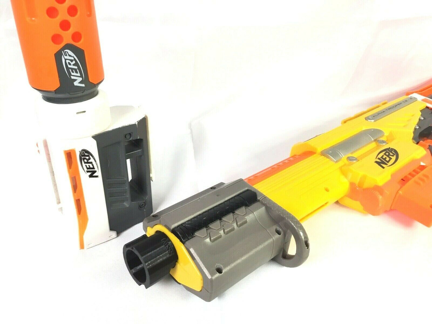 Extended Barrel Muzzle Brake Plate Adapter ONLY For Nerf Alpha Trooper Any Color