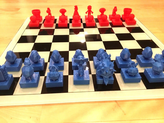 Large Custom Super Mario 64 Chess - Mario Peach Bowser Yoshi Goomba Birdo Toad