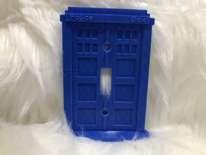 Doctor Who Tardis Light Switch Police Box Phone Booth Cover Plate Face - Blue