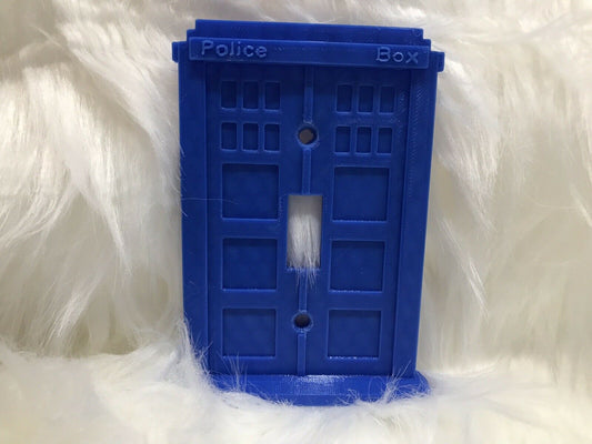 Doctor Who Tardis Light Switch Police Box Phone Booth Cover Plate Face - Blue