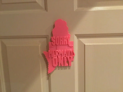 SSWI Girls Sorry Mermaids Only Door / Wall Sign Display - Mermaid Decoration