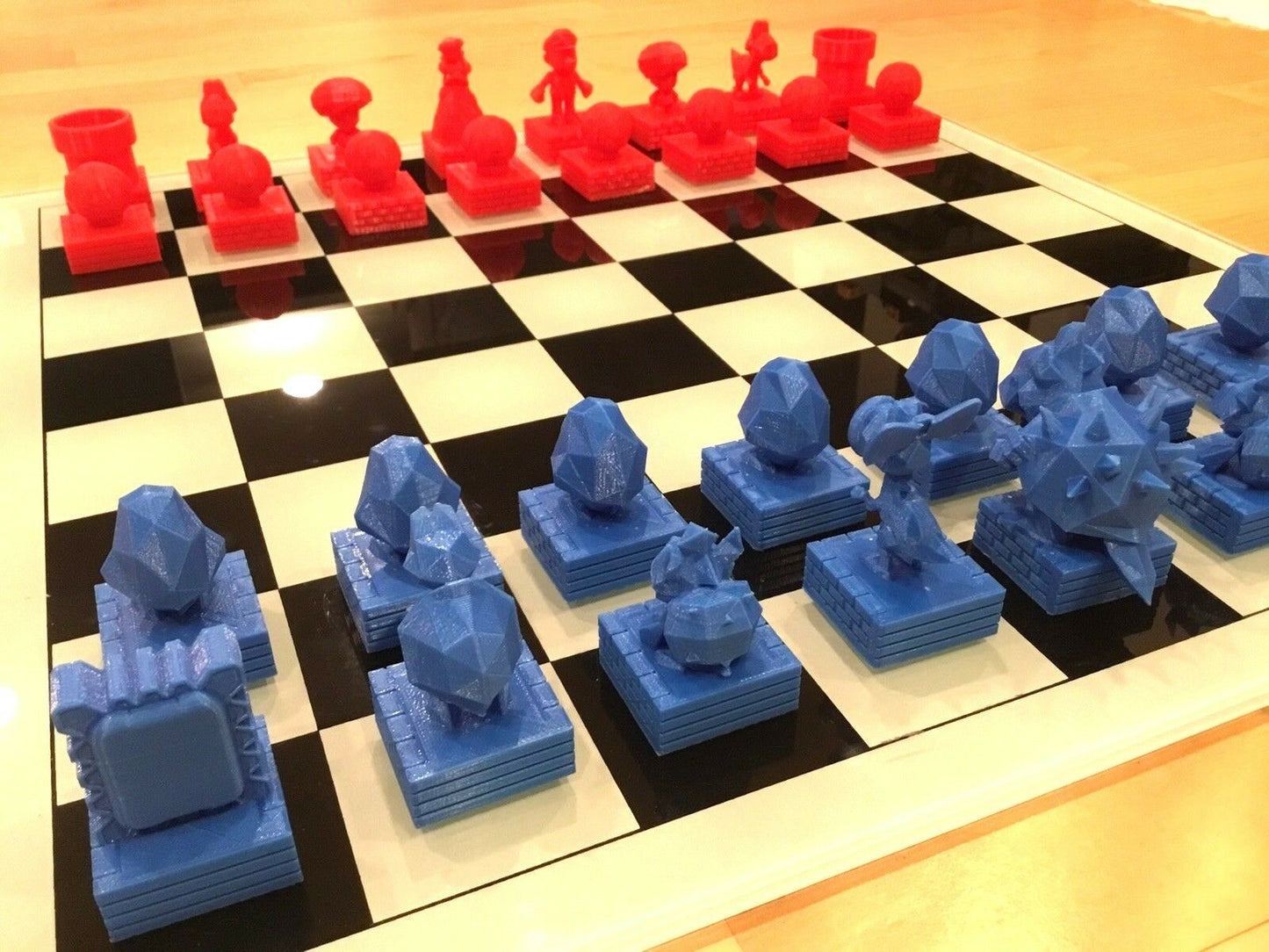 Large Custom Super Mario 64 Chess - Mario Peach Bowser Yoshi Goomba Birdo Toad