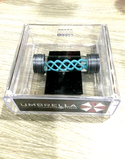 Resident Evil Umbrella Corporation T-Virus Prop & Antidote With Display Case and Stand! TVirus