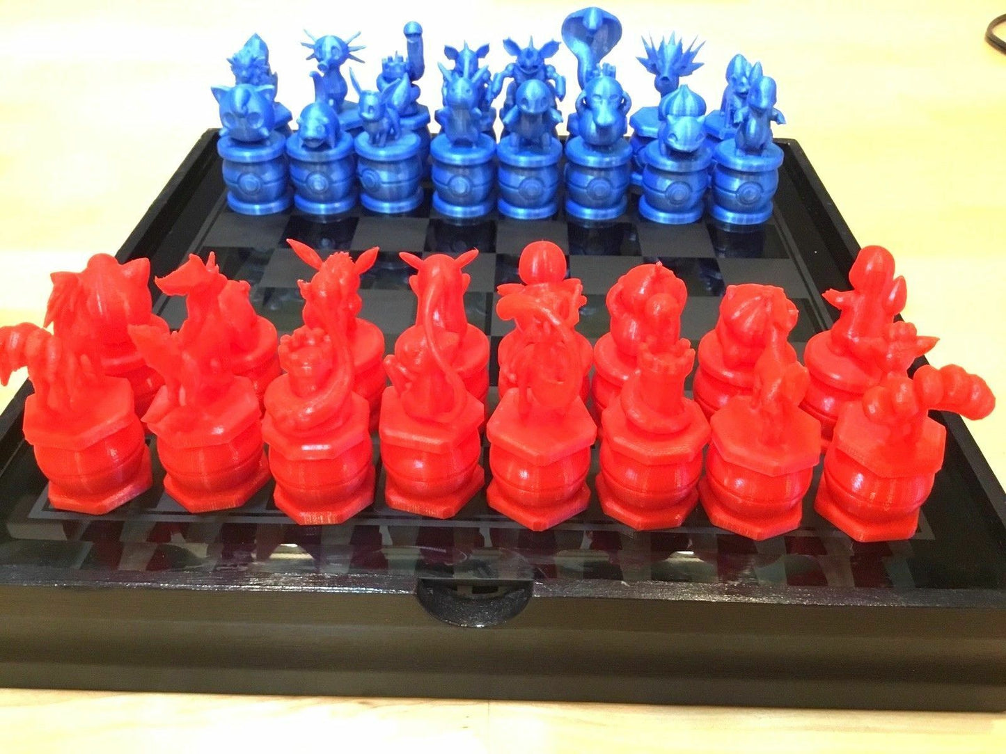 Pokemon Chess Set Squirtle, Pikachu, Mew, Charmander, Pokeball, Bulbasaur Ver 2.