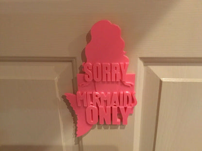 SSWI Girls Sorry Mermaids Only Door / Wall Sign Display - Mermaid Decoration