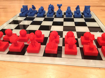 Large Custom Super Mario 64 Chess - Mario Peach Bowser Yoshi Goomba Birdo Toad