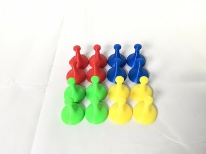 Sorry Board Game Replacement Pieces Parts Pawns Movers 16 Red Green Blue Yellow