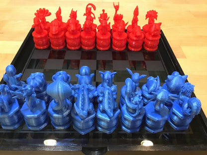 Pokemon Chess Set Squirtle, Pikachu, Mew, Charmander, Pokeball, Bulbasaur Ver 2.