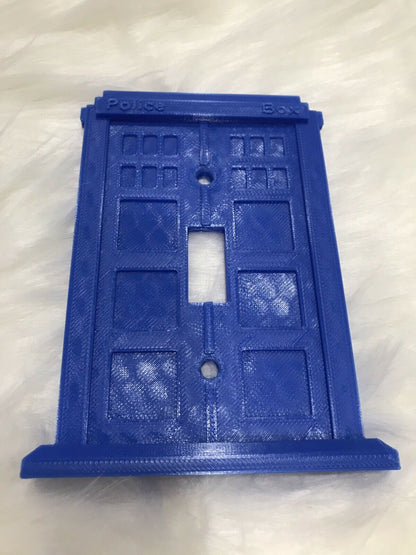 Doctor Who Tardis Light Switch Police Box Phone Booth Cover Plate Face - Blue
