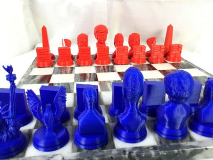 Political Chess Chess Set - Democrats vs Republicans - President, MAGA - OBAMA