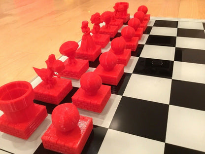 Large Custom Super Mario 64 Chess - Mario Peach Bowser Yoshi Goomba Birdo Toad