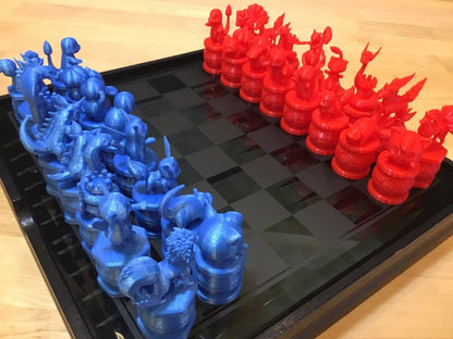 Pokemon Chess Set Squirtle, Pikachu, Mew, Charmander, Pokeball, Bulbasaur Ver 2.