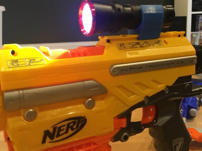Nerf Compatible Flashlight Rail Mount Unit and LED Flash Light (Combo) Any COLOR