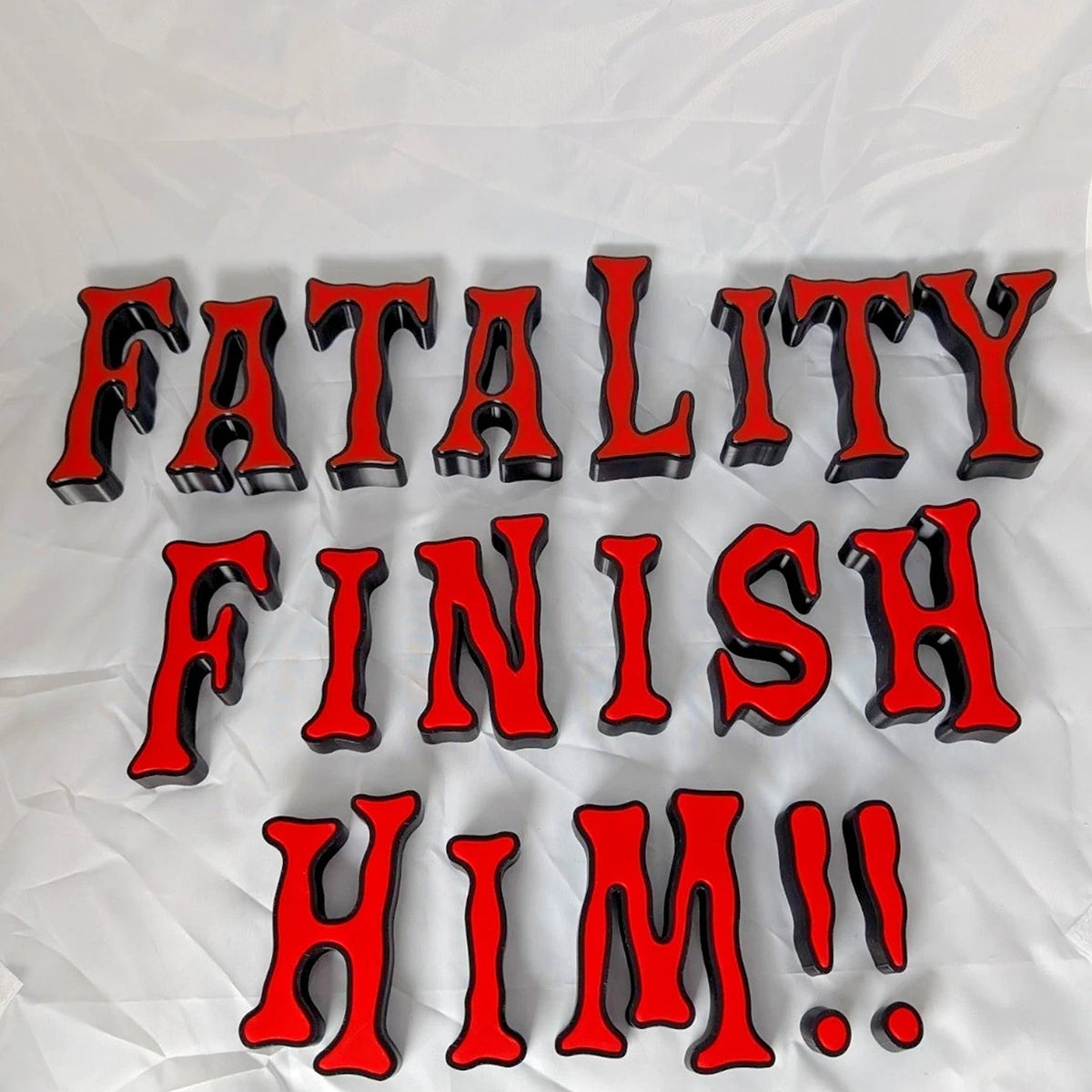 3D Printed Fatality Finish Him Sign Red Black Gamer Room Arcade Wall Decor