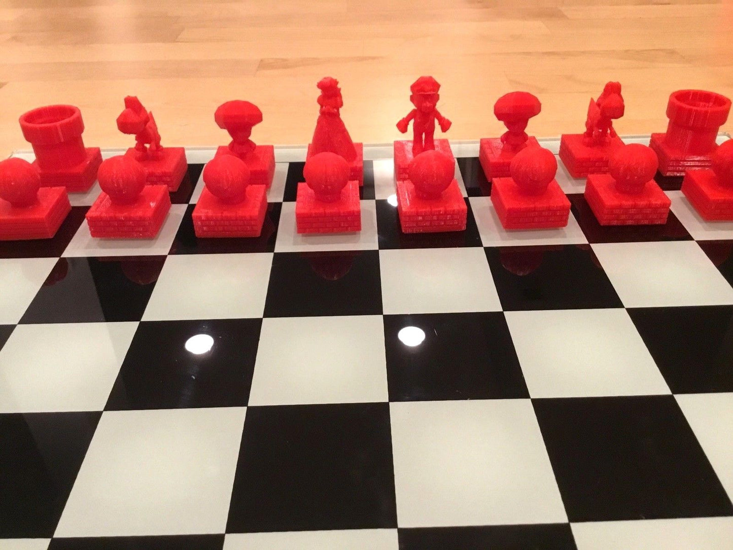 Large Custom Super Mario 64 Chess - Mario Peach Bowser Yoshi Goomba Birdo Toad