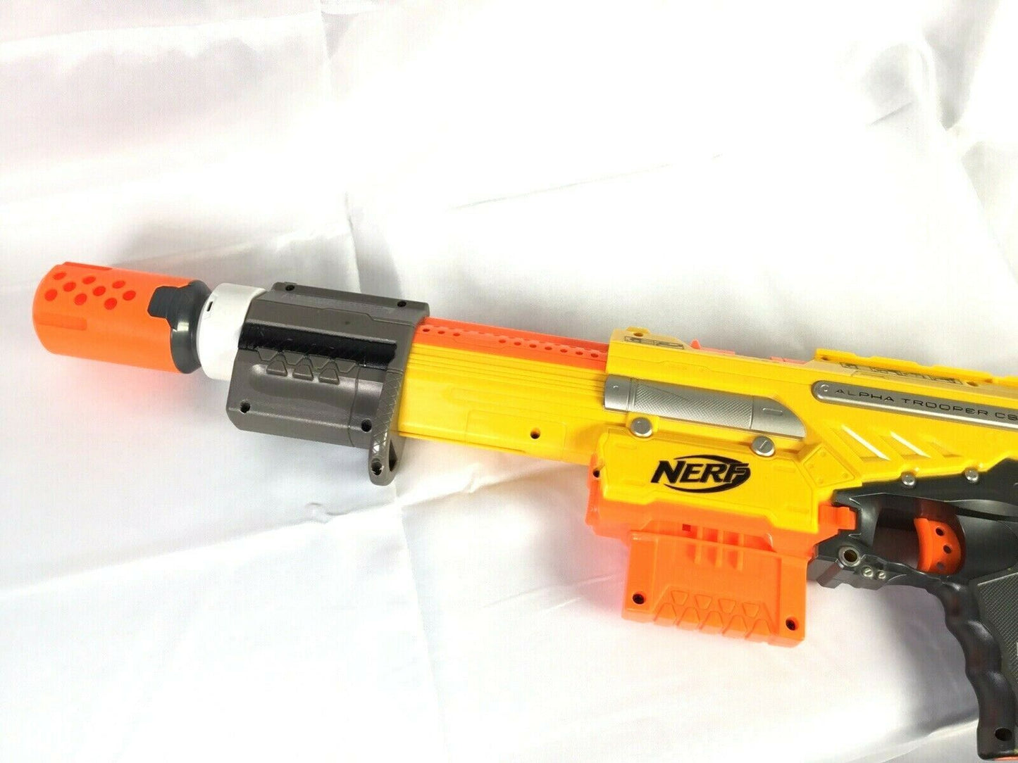 Extended Barrel Muzzle Brake Plate Adapter ONLY For Nerf Alpha Trooper Any Color