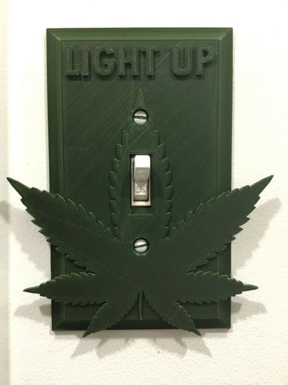 Marijuana Weed Pot Light-Up Light Switch Outlet Cover Plate Face - 420 Cannabis