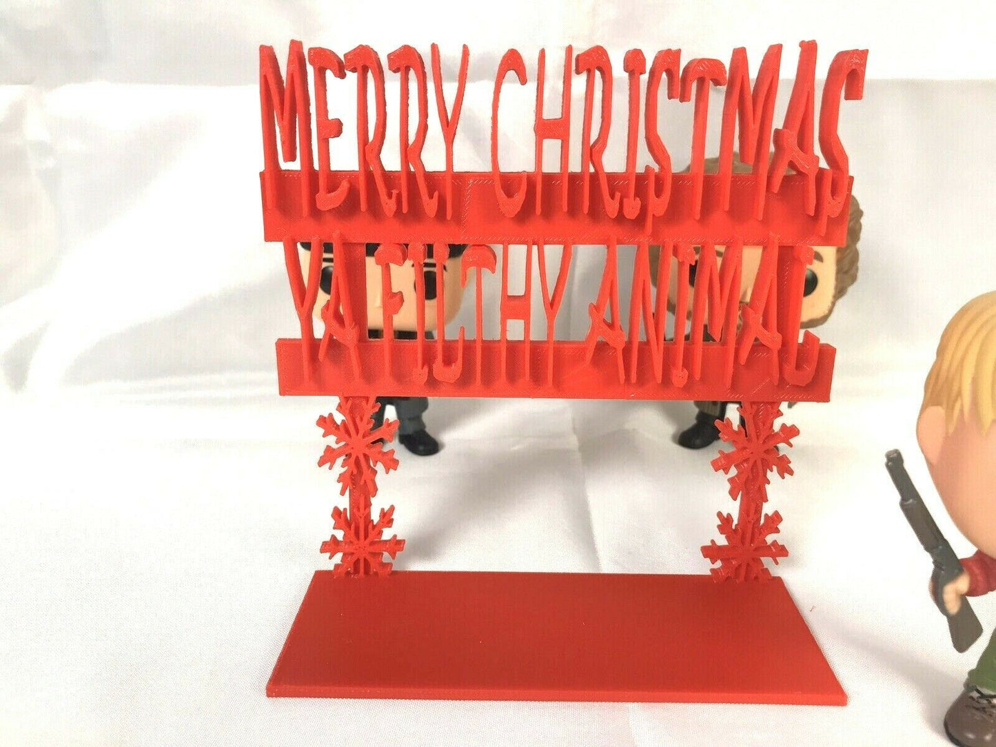 Merry Christmas Ya Filthy Animal Display Sign Stand POP Wobblers Collectibles