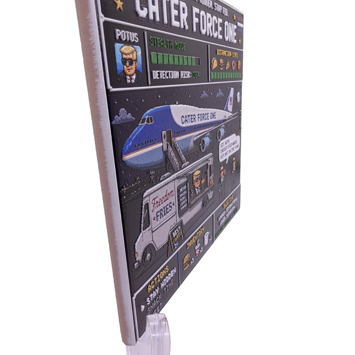 Cater Force One Trump Political Humor 6x6 Ceramic Art Tile Display Sign W/ Easel