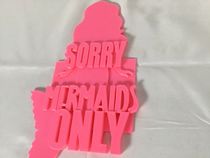 SSWI Girls Sorry Mermaids Only Door / Wall Sign Display - Mermaid Decoration