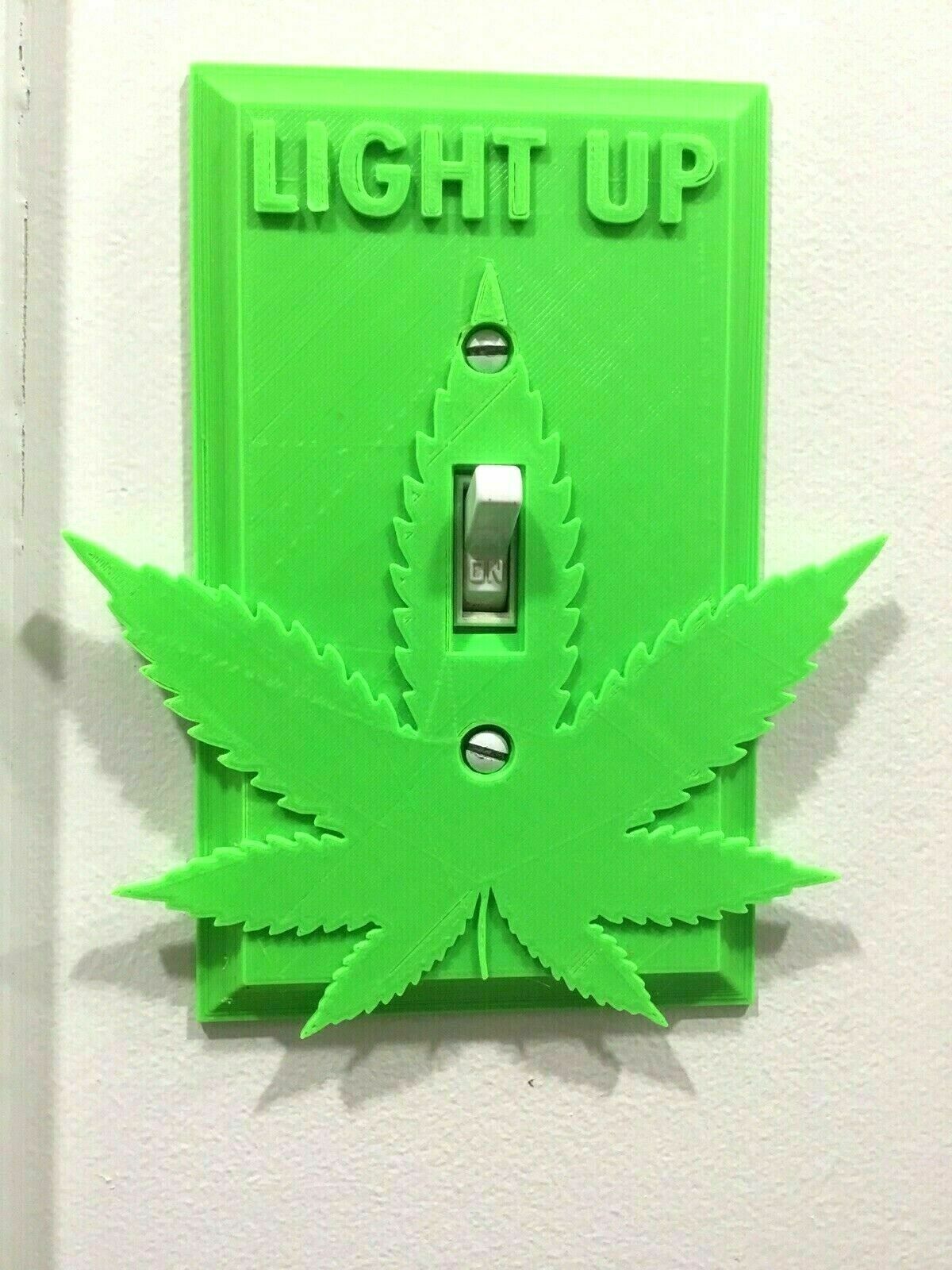 Marijuana Weed Pot Light-Up Light Switch Outlet Cover Plate Face - 420 Cannabis
