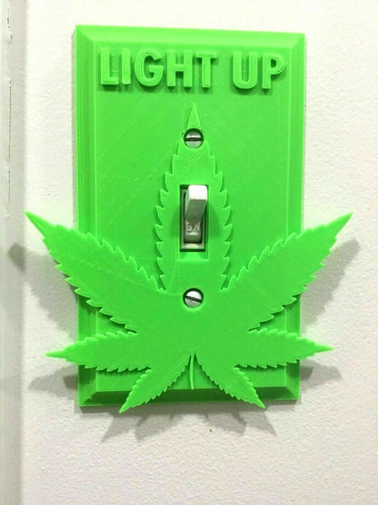 Marijuana Weed Pot Light-Up Light Switch Outlet Cover Plate Face - 420 Cannabis