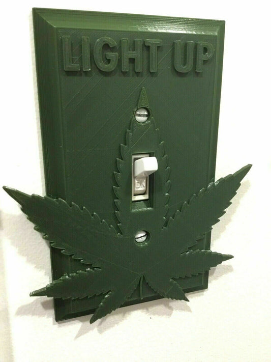 Marijuana Weed Pot Light-Up Light Switch Outlet Cover Plate Face - 420 Cannabis