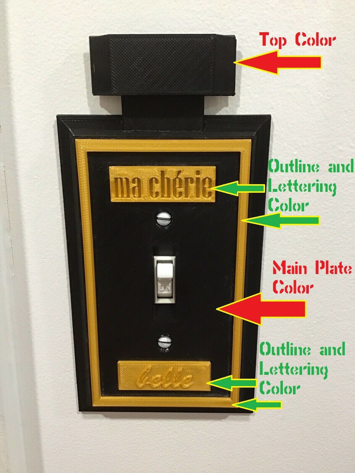 Ma Cherie Belle Perfume Light Switch Plate for the Makeup Room / Girl Cave