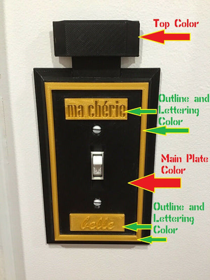 Ma Cherie Belle Perfume Light Switch Plate for the Makeup Room / Girl Cave