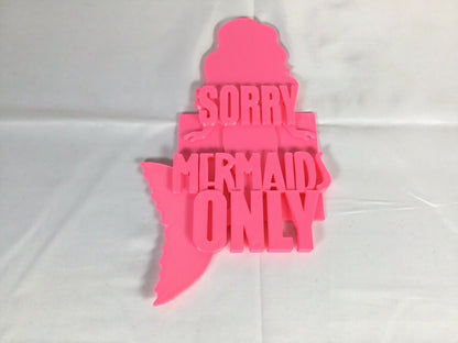 SSWI Girls Sorry Mermaids Only Door / Wall Sign Display - Mermaid Decoration