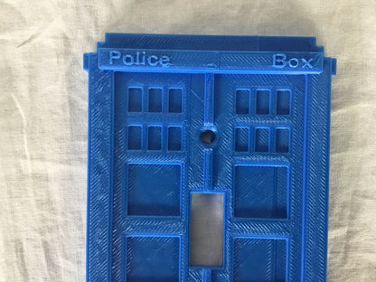Doctor Who Tardis Light Switch Police Box Phone Booth Cover Plate Face - Blue
