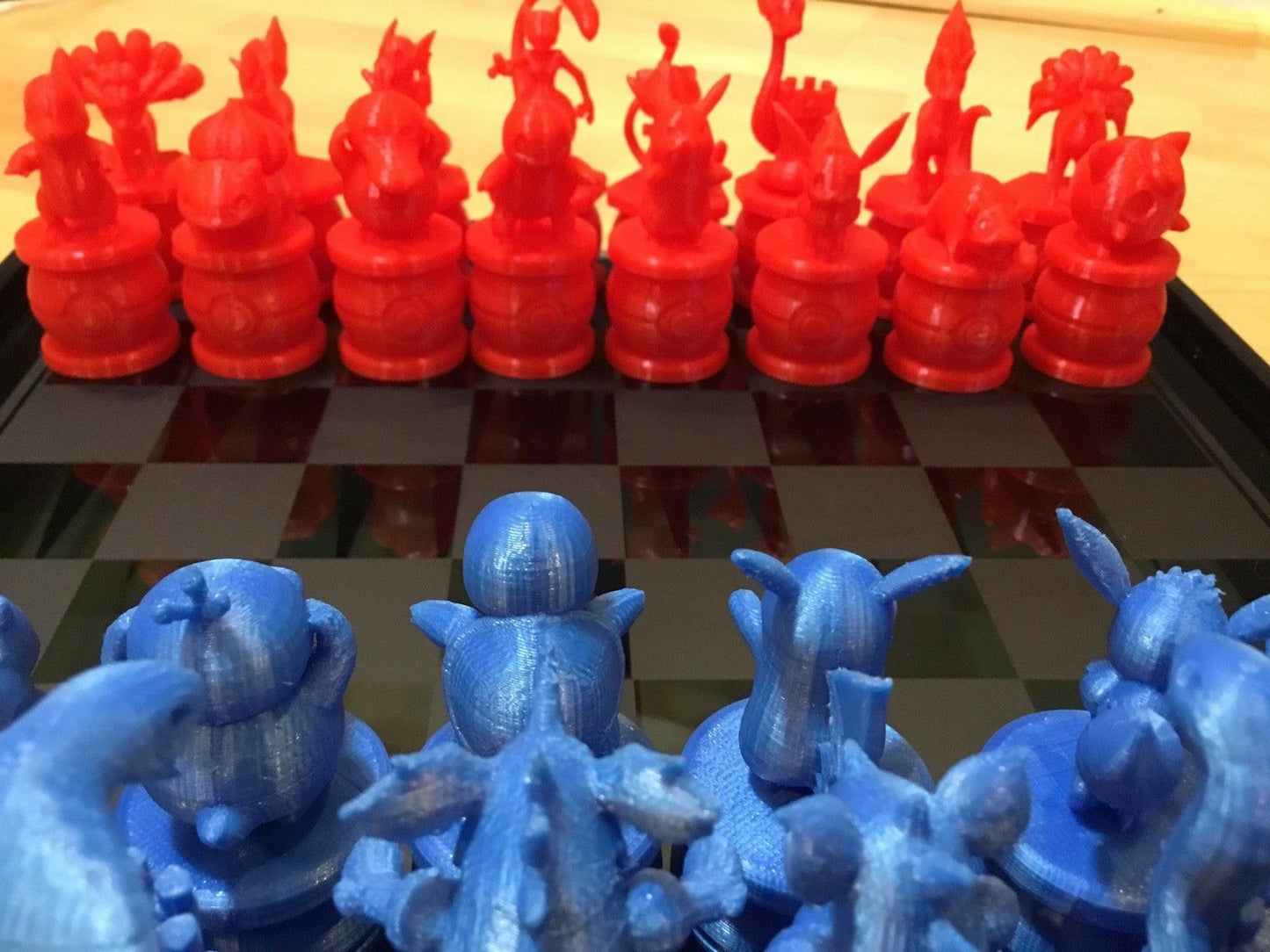 Pokemon Chess Set Squirtle, Pikachu, Mew, Charmander, Pokeball, Bulbasaur Ver 2.