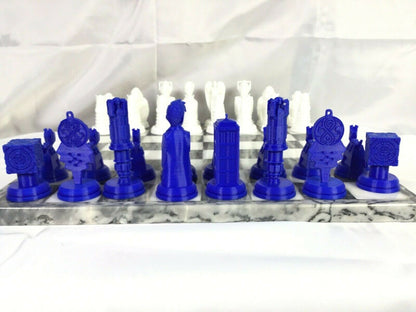 Doctor Who (FAN ART) Chess Set Tardis, Cyberman, Dalek, Weeping Angels, Dr Who
