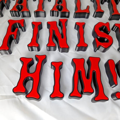3D Printed Fatality Finish Him Sign Red Black Gamer Room Arcade Wall Decor