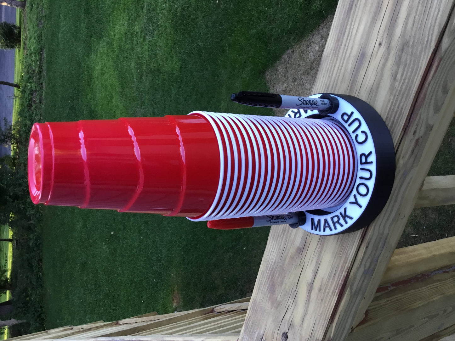 Mark Your Cup & Drink Up Solo Cup Holder with Marker slots FlipCup Red Drink Cup