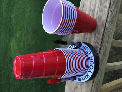 Mark Your Cup & Drink Up Solo Cup Holder with Marker slots FlipCup Red Drink Cup
